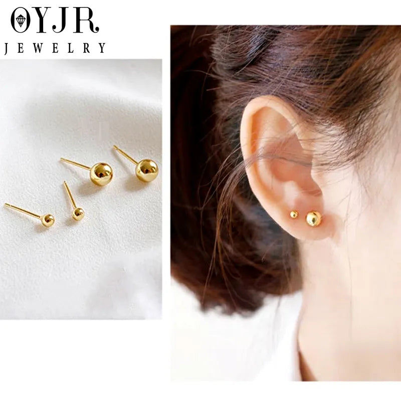 Minimalist Gold Ball Stud Earrings - Zavyra Jewels (3)