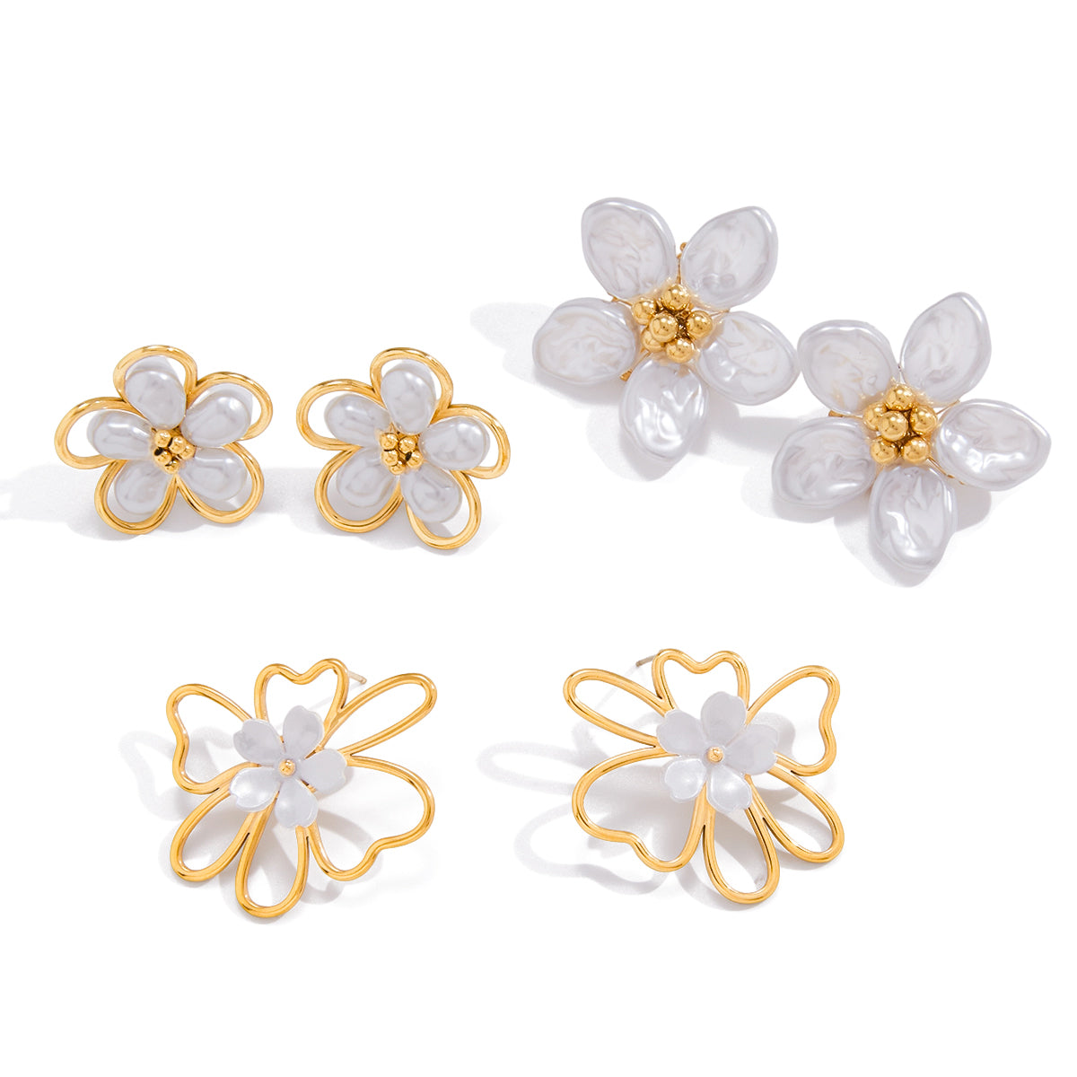 Pearl Blossom Flower Earrings