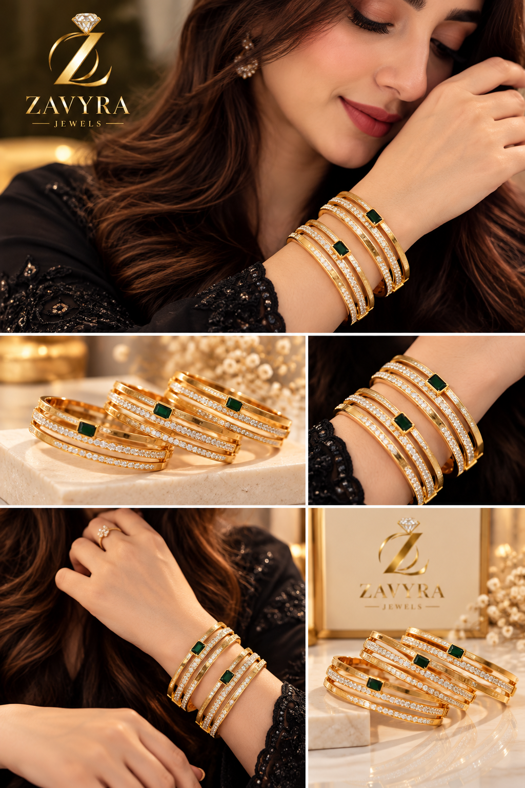 Emerald Luxe Diamond Bangles