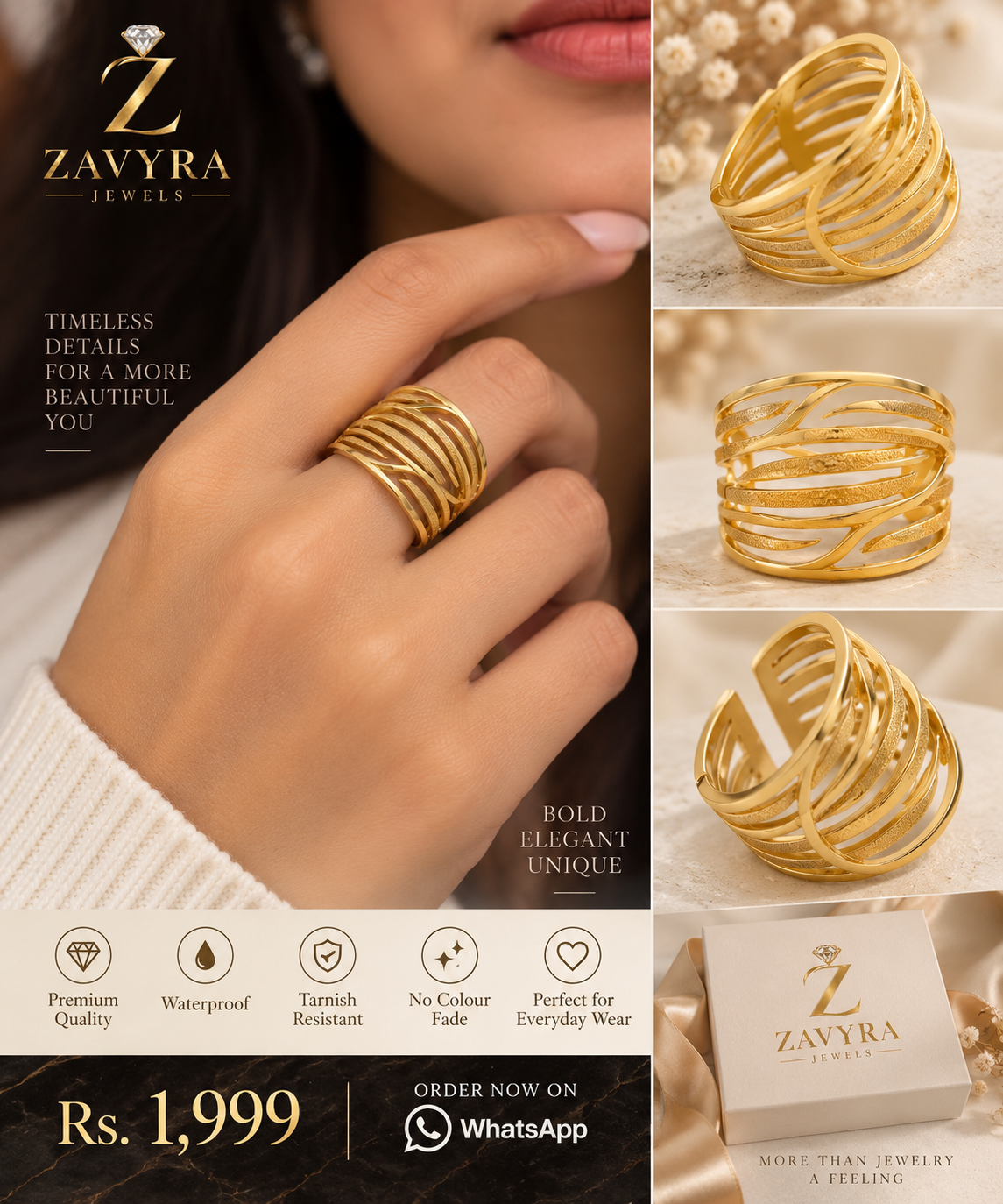 Multi-Layer Adjustable Ring - Zavyra Jewels