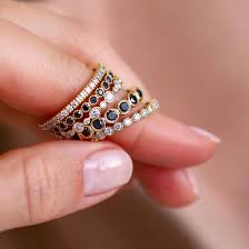 Royal Crystal Stackable Ring Set (5 Rings) - Zavyra Jewels