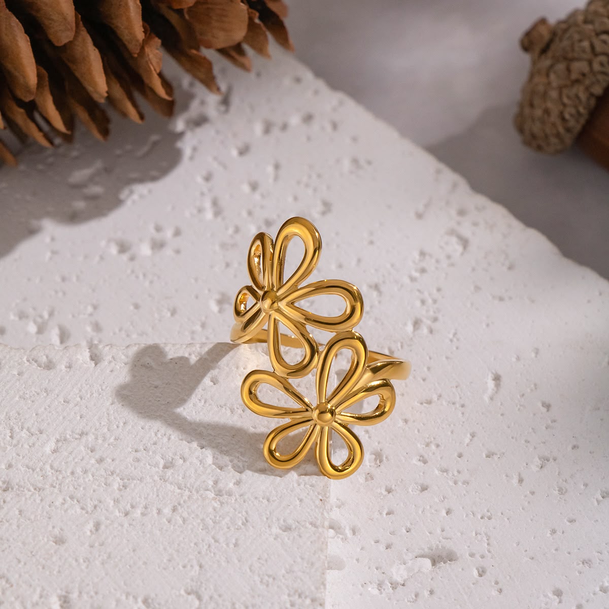 Double Bloom Floral Ring