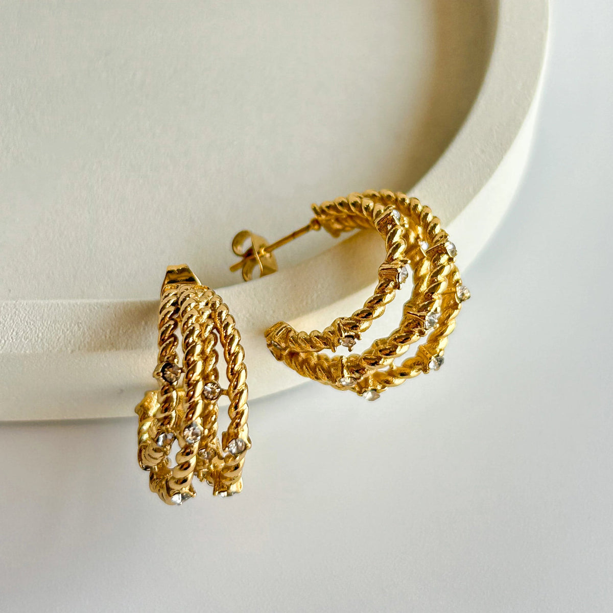 Four-Layered Stone Earrings - Zavyra Jewels