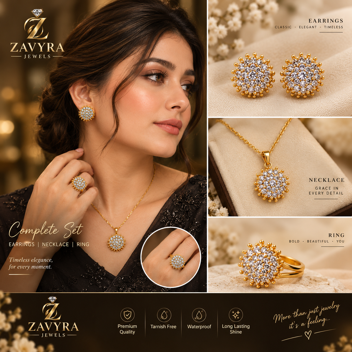 Royal Cluster Short Set - Zavyra Jewels