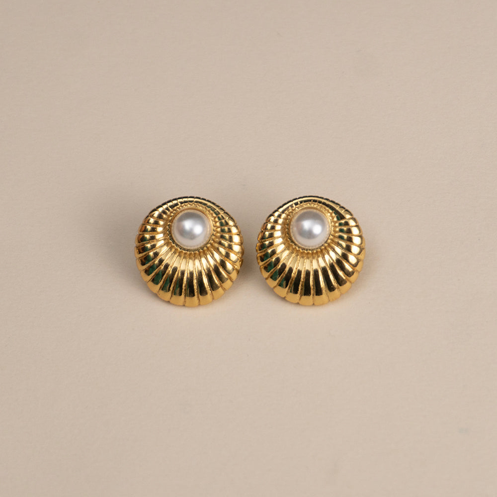 Pearl Shell Stud Earrings - Zavyra Jewels