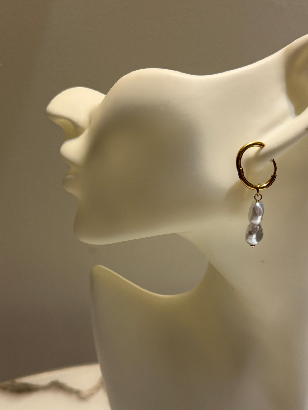 Pearl Drop Hoop Earrings - Zavyra Jewels