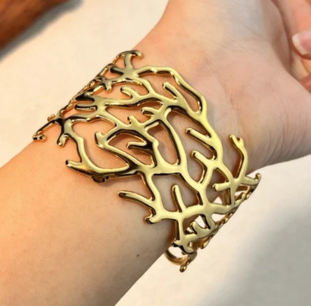 Coral Cuff Bracelet - Zavyra Jewels (6)