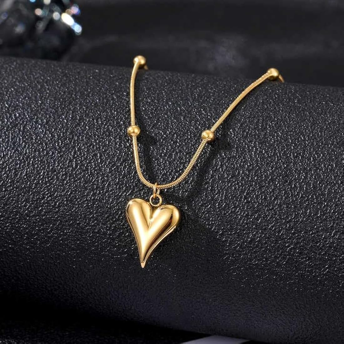 Golden Heart Beaded Necklace - Zavyra Jewels