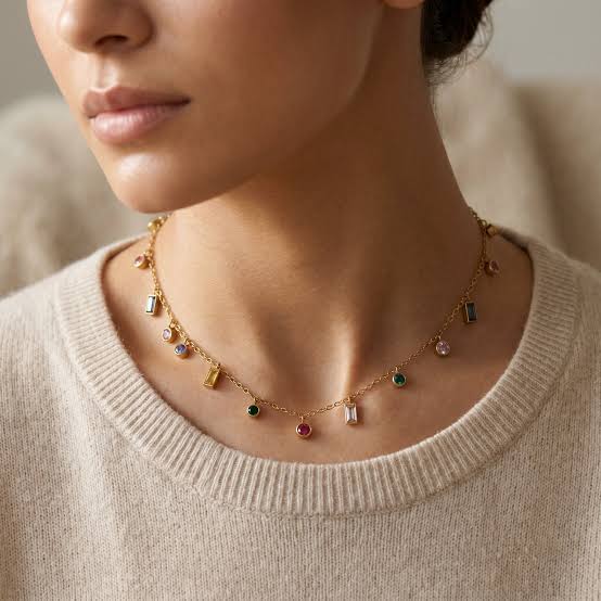 Rainbow Charm Necklace - Zavyra Jewels