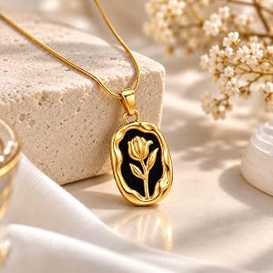Vintage Rose Enamel Necklace - Zavyra Jewels