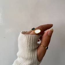 Dual-Tone Organic Stone Cuff Ring - Zavyra Jewels