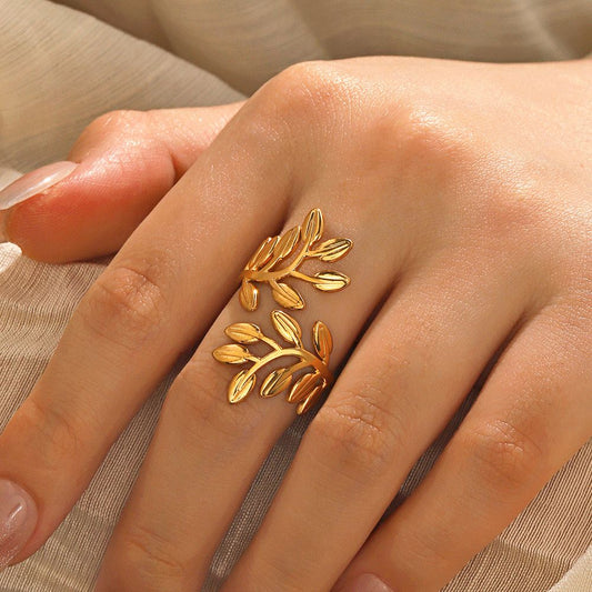 Open Leaf Adjustable Ring - Zavyra Jewels (7)