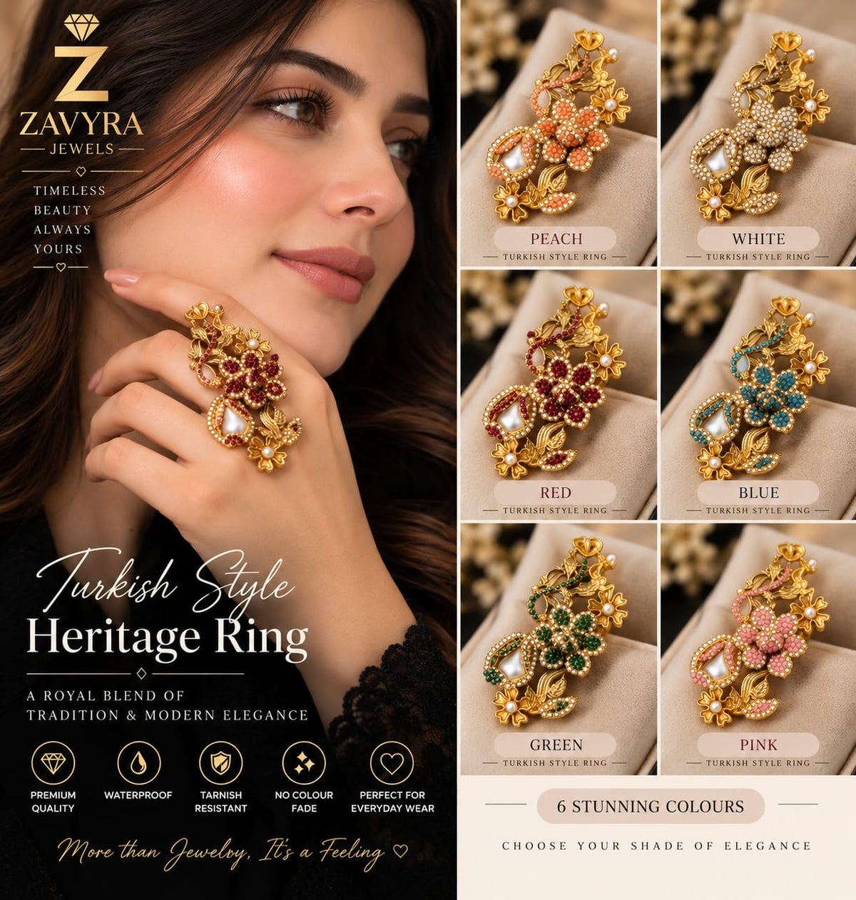 Turkish Style Heritage Ring - Zavyra Jewels