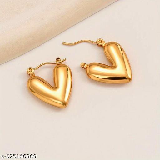 Golden Heart Earring - Zavyra Jewels