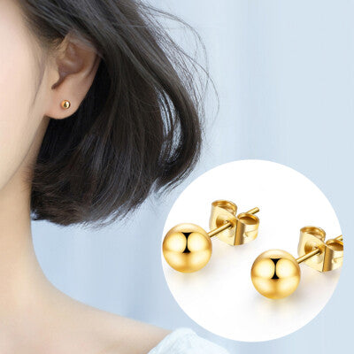 Minimalist Gold Ball Stud Earrings - Zavyra Jewels
