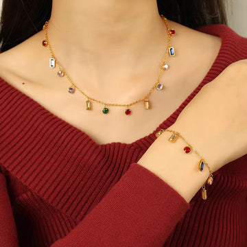 Rainbow Charm Necklace - Zavyra Jewels