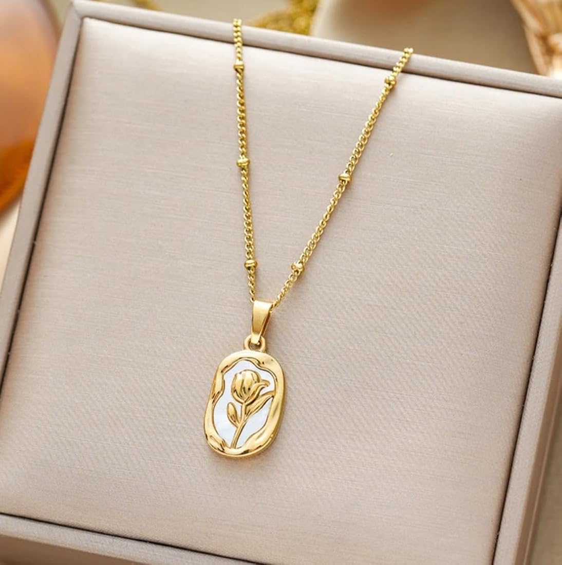 Vintage Rose Enamel Necklace - Zavyra Jewels