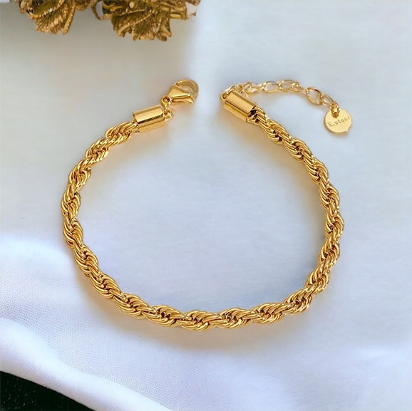 18K Gold-Plated Rope Bracelet - Zavyra Jewels