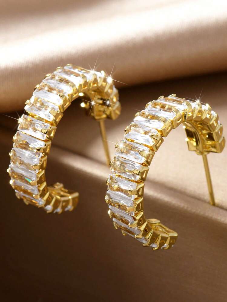Royal Rainbow Baguette Hoops