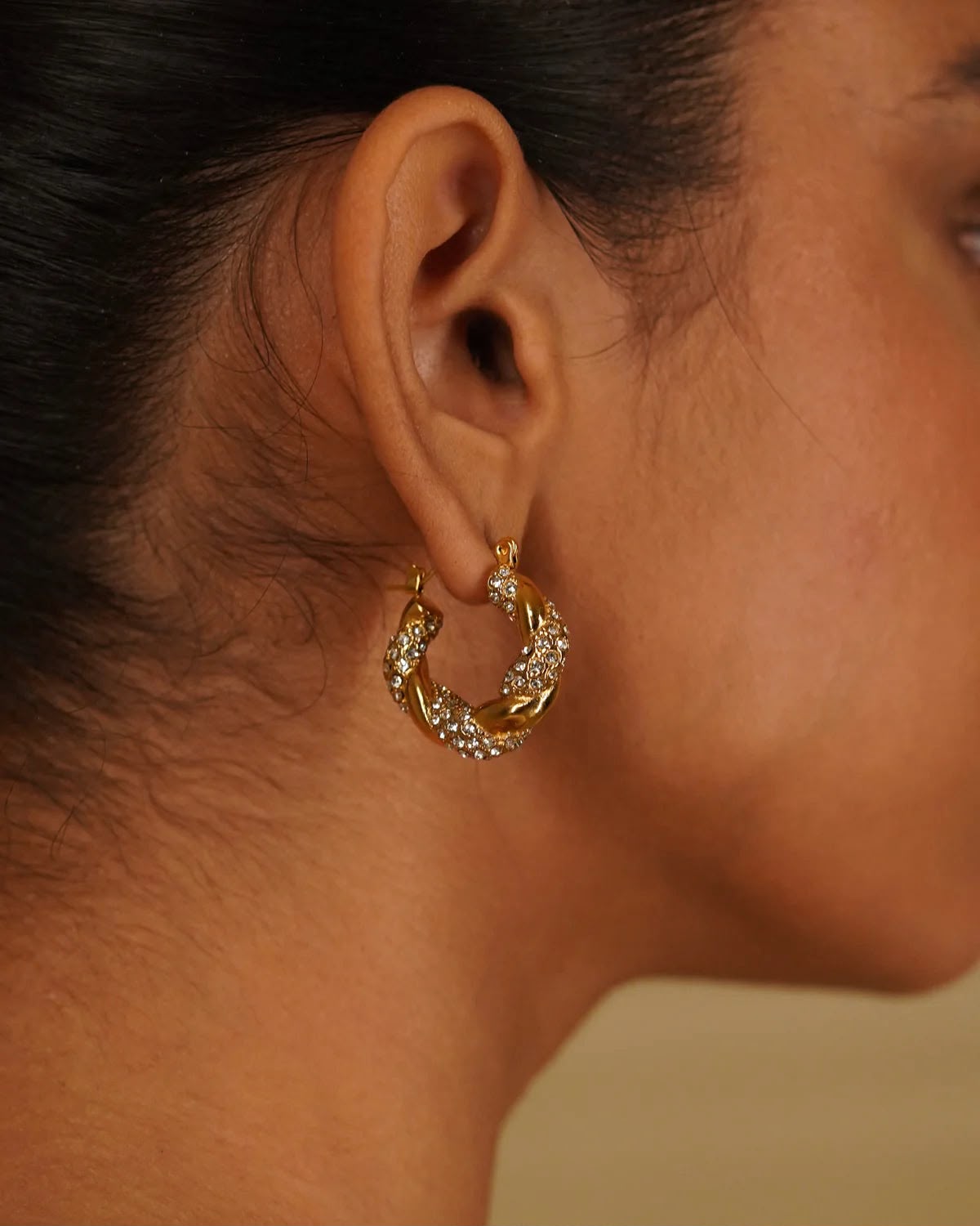 Twisted Crystal Luxe Hoops