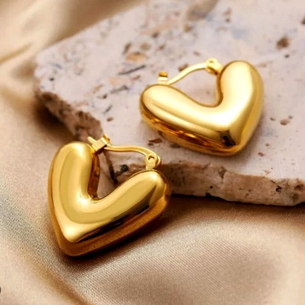 Golden Heart Earrings - Zavyra Jewels