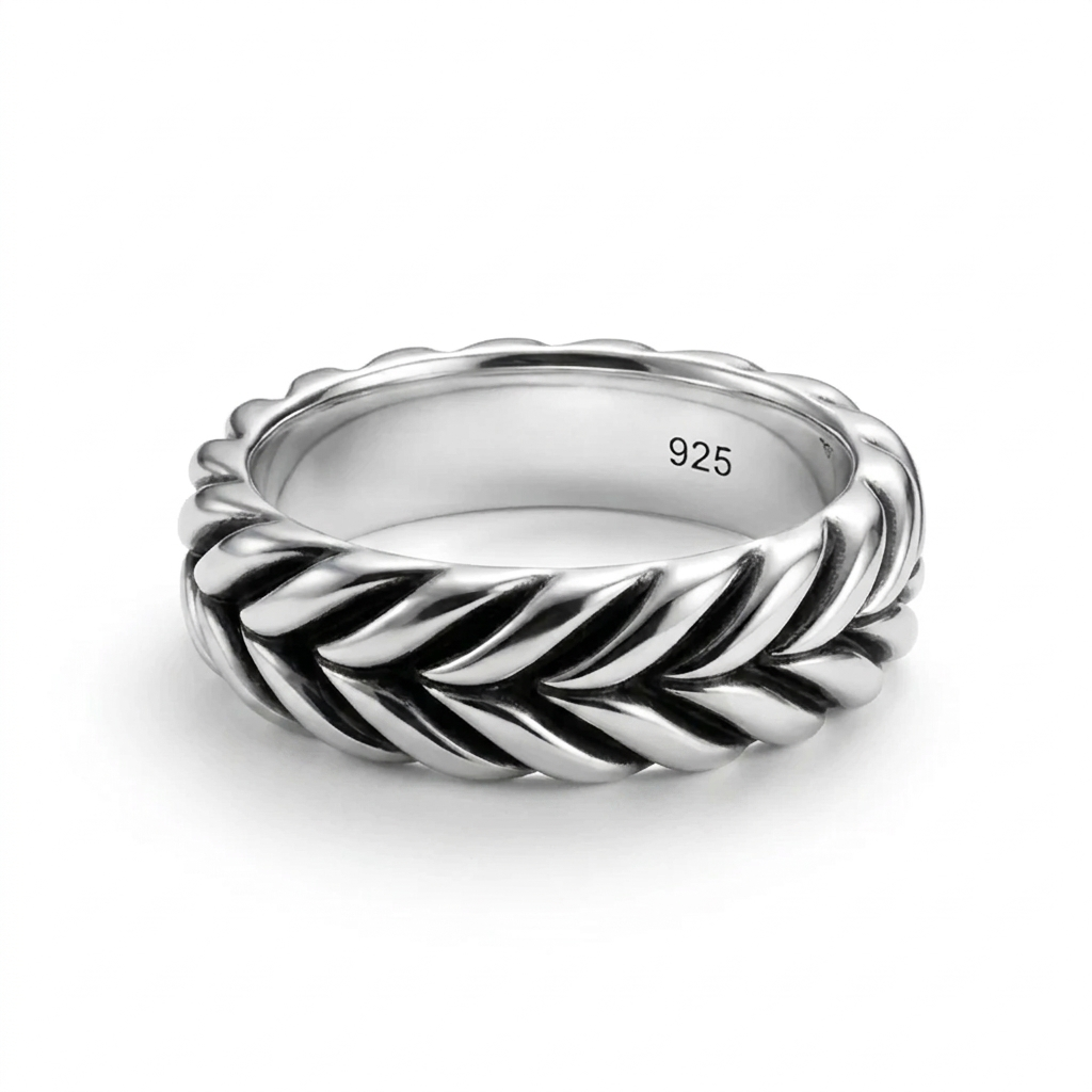 Elegant Braided 925 Silver Men's Ring - Zavyra Jewels