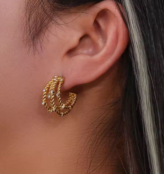 Four-Layered Stone Earrings - Zavyra Jewels (2)