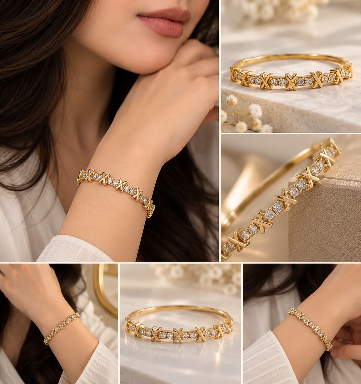 X-Cross Diamond Bangle