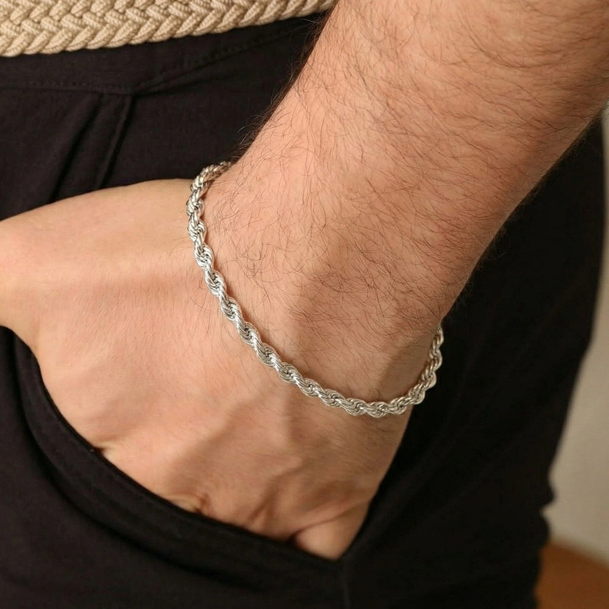 Silver Rope Bracelet - Zavyra Jewels