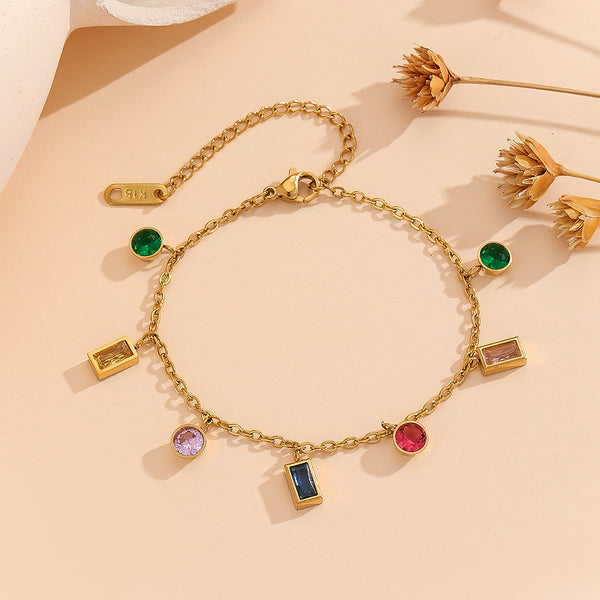 Rainbow Charm Bracelet - Zavyra Jewels
