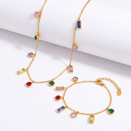 Rainbow Charm Bracelet - Zavyra Jewels