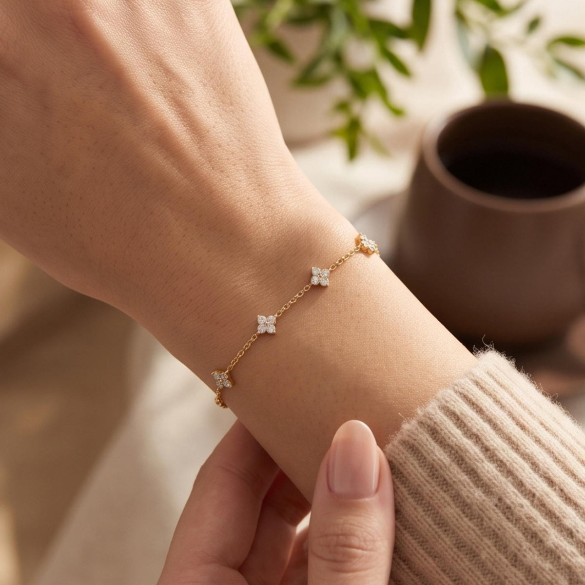 Floral Sparkle Bracelet - Zavyra Jewels