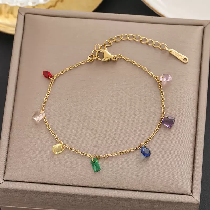 Rainbow Charm Crystal Bracelet