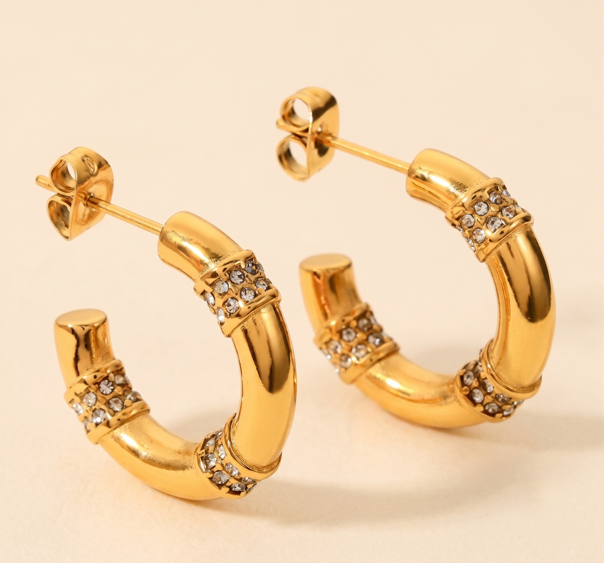 Golden Lumière Hoops Earrings - Zavyra Jewels (5)