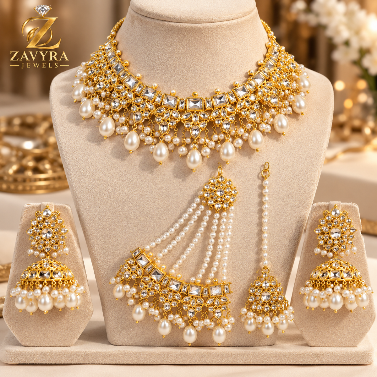 Royal Pearl Kundan Bridal Jewelry Set