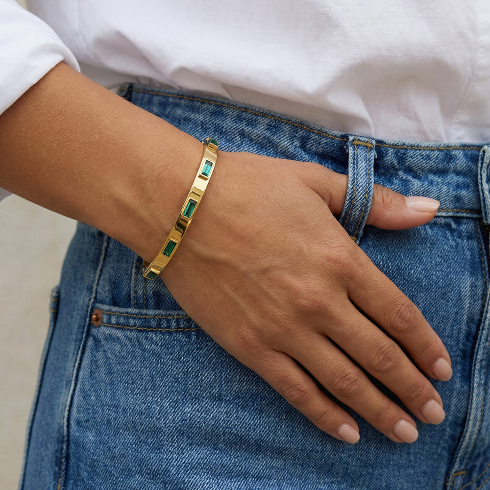 Emerald Luxe Gold Bangles