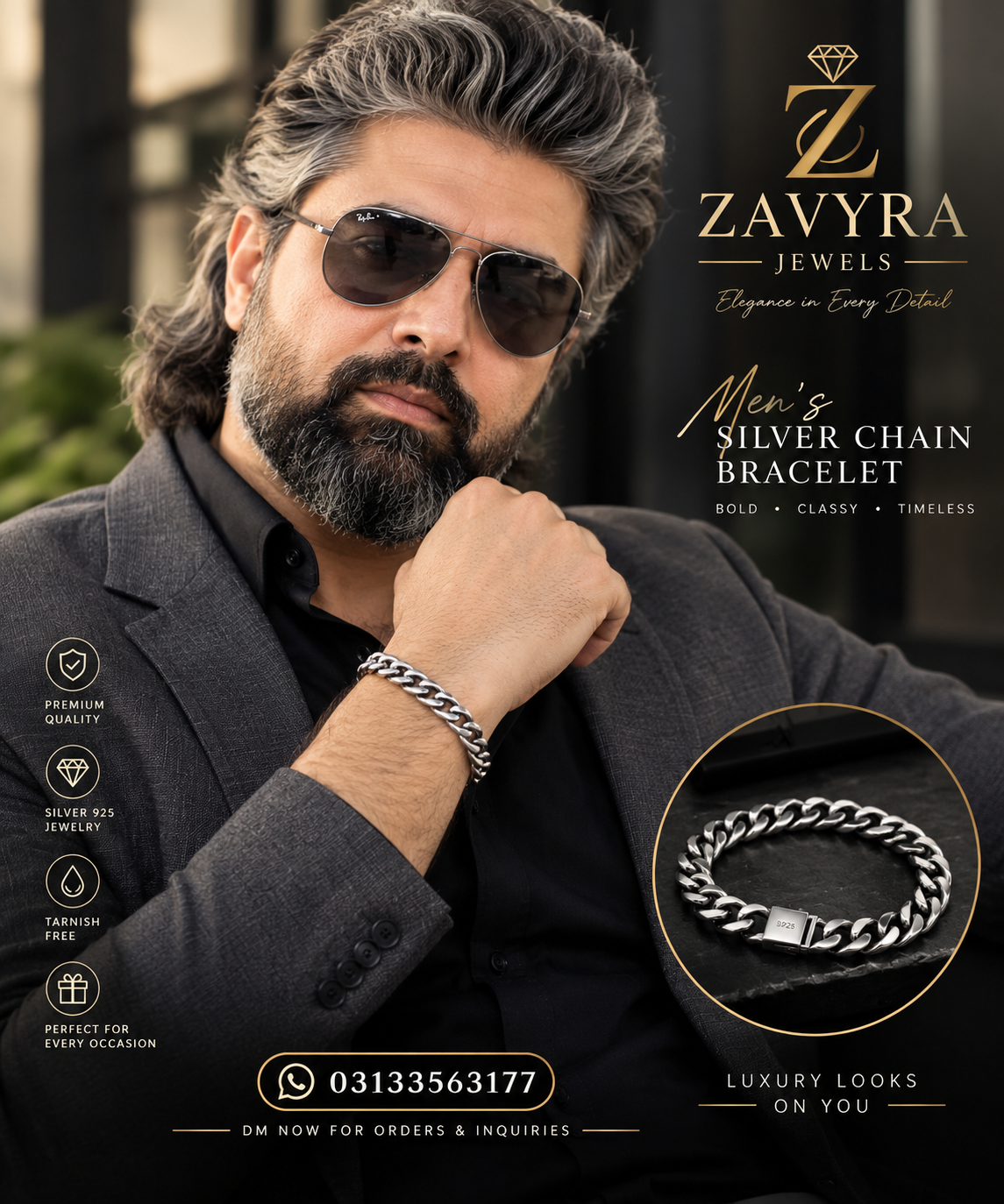 Silver Cuban Chain Bracelet - Zavyra Jewels (2)