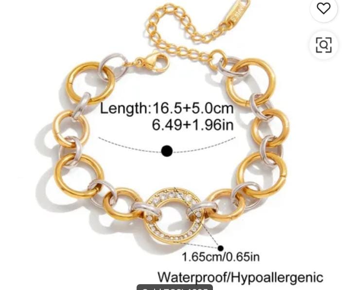 Dual-Tone Crystal Link Bracelet