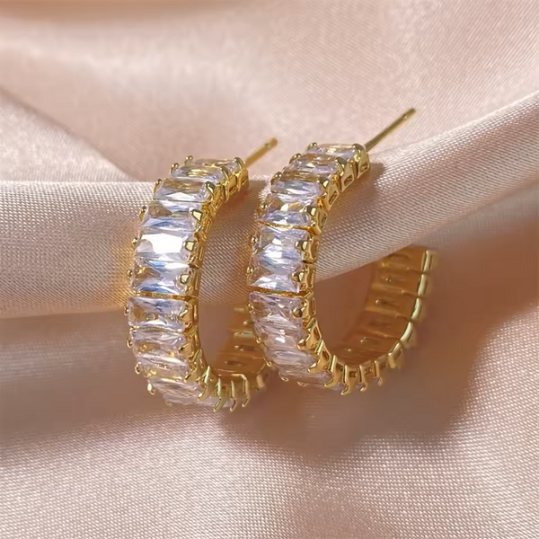 Royal Rainbow Baguette Hoops